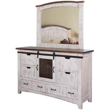 Dresser and Mirror Set
